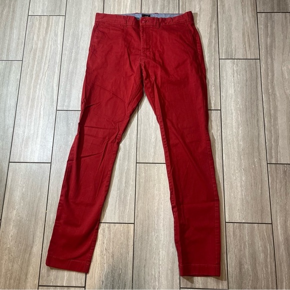 J. Crew Matchstick Pants Mens 30X32 Red 250 Skinny Chino - Picture 1 of 9